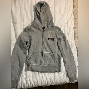 Women’s PINK Victoria Secret grey zip up jacket, size large
